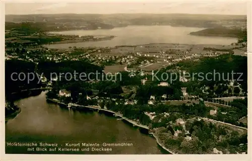 AK / Ansichtskarte Malente Gremsmuehlen Fliegeraufnahme mit Kellersee und Diecksee Malente Gremsmuehlen