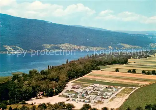 AK / Ansichtskarte Sutz Campingplatz am Bielersee Fliegeraufnahme Sutz