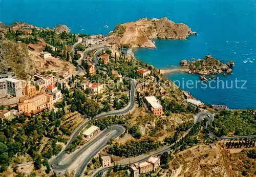 AK / Ansichtskarte Taormina_Sizilien isola Bella dall aereo Taormina Sizilien