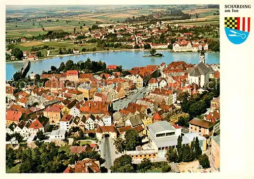 AK / Ansichtskarte Schaerding_Inn Stadtplatz und Neuhaus Fliegeraufnahme Schaerding Inn