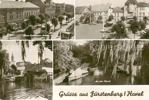 AK / Ansichtskarte Fuerstenberg_Havel Ernst Thaelmann Strasse Platz Partie an der Havel Fuerstenberg_Havel