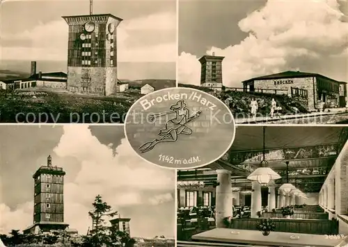 AK / Ansichtskarte Brocken_Harz Aussichtsturm Berghotel Restaurant Hexe Brocken Harz