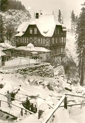 Wernigerode_Harz Gaststaette Steinerne Renne Betriebsferienheim im Winter Wernigerode Harz