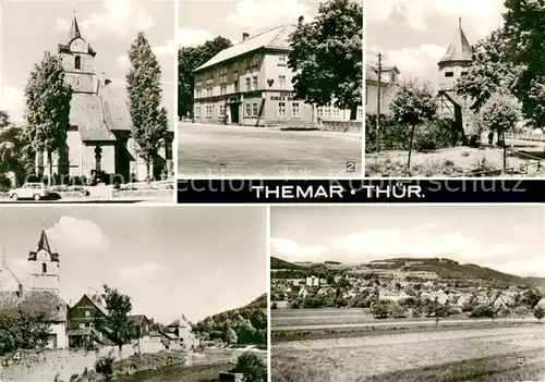 Themar Stadtkirche HO Hotel Gaststaette Drei Rasen Pulverturm Partie an der Werra Panorama Themar