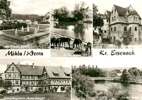 Mihla Wasserspiele am Grauen Schloss Pferdekoppel Pflegeheim Rotes Schloss Partie an der Werra Mihla