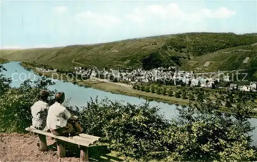 AK / Ansichtskarte Pommern_Mosel Panorama Blick ins Moseltal Weinberge Pommern Mosel