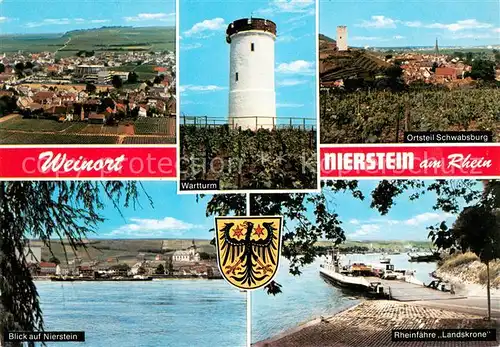 AK / Ansichtskarte Nierstein_Rhein Fliegeraufnahme Wartturm OT Schwabsburg Nierstein Rheinfaehre Landskrone Nierstein_Rhein