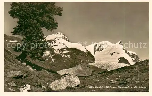 AK / Ansichtskarte Findelen_VS Gletscher Rimpfisch und Strahlhorn Findelen_VS