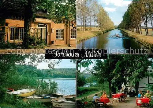 AK / Ansichtskarte Farchau_Ratzeburg Gaststaette Farchauer Muehle Kanal Bootsliegeplatz Gartenterrasse Farchau Ratzeburg