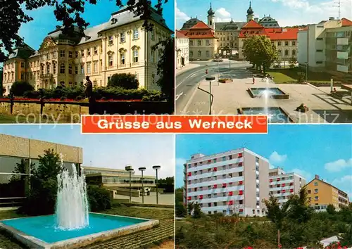 AK / Ansichtskarte Werneck Ortszentrum Schloss Schule Springbrunnen Wohnsiedlung Werneck