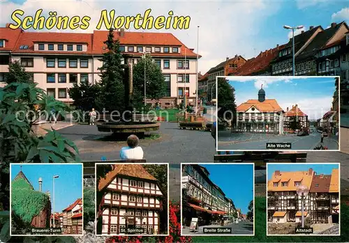 AK / Ansichtskarte Northeim Innenstadt Brunnen Alte Wache Brauereiturm Fachwerkhaeuser Altstadt Northeim