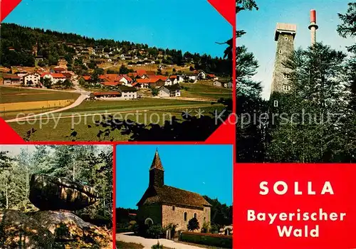 AK / Ansichtskarte Solla_Wald Panorama Aussichtsturm Felsen Kirche Solla_Wald