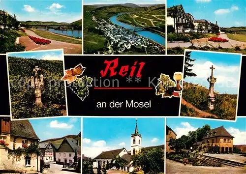 AK / Ansichtskarte Reil_Mosel Panorama Blick ins Moseltal Haeuserpartie Kreuz Ortsmotiv Kirche Reil_Mosel