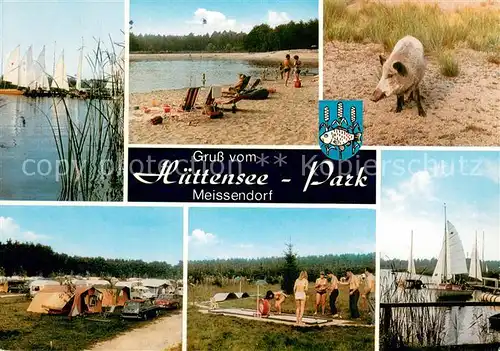 AK / Ansichtskarte Meissendorf Huettensee Park Campingplatz Badestrand Bootsanleger Minigolf Wildschwein Meissendorf