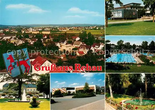 AK / Ansichtskarte Rehau_Bayerische_Ostmark Stadtpanorama Freibad Park Rehau_Bayerische_Ostmark