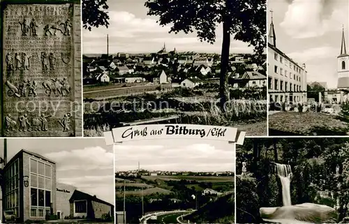 AK / Ansichtskarte Bitburg Aus der Geschichte der Stadt Panorama Kirche Brauerei Wasserfall Bitburg