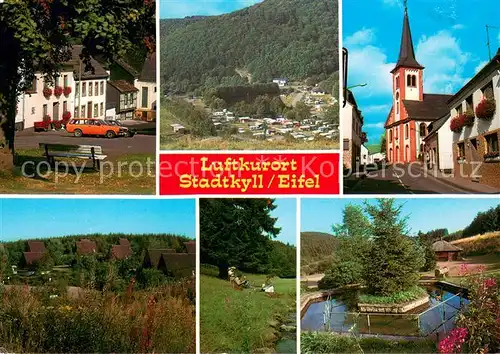 AK / Ansichtskarte Stadtkyll Teilansicht Panorama Kirche Bungalows Brunnen Stadtkyll