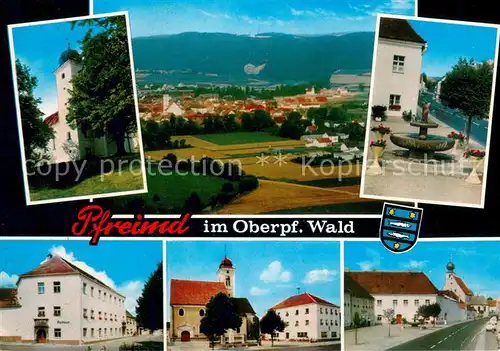 AK / Ansichtskarte Pfreimd Kirche Panorama Rathaus Marktplatz Strassenpartie Pfreimd