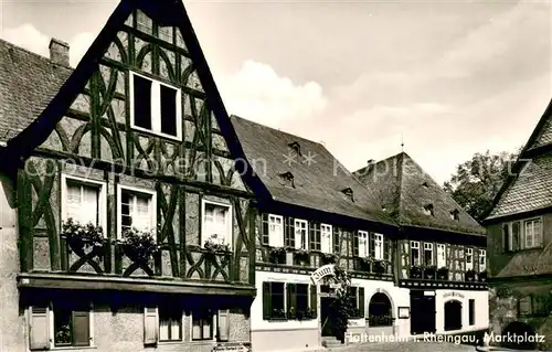 AK / Ansichtskarte Hattenheim_Rheingau Marktplatz Fachwerkhaeuser Altstadt Hattenheim Rheingau