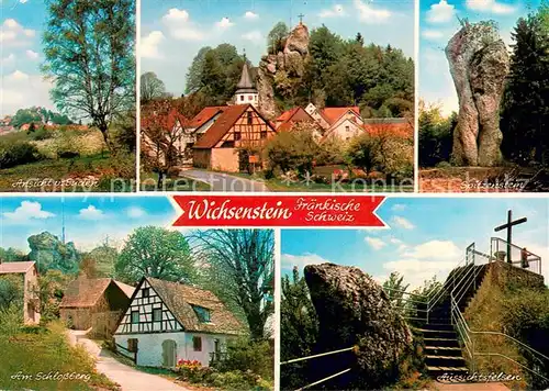 Wichsenstein Ortsansichten Spitzenstein Aussichtsfelsen Kreuz Partie am Schlossberg Wichsenstein