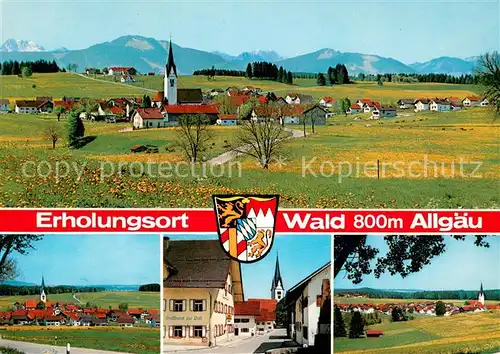 Wald_Allgaeu Ortsansicht mit Kirche Alpenblick Ortszentrum Wald Allgaeu