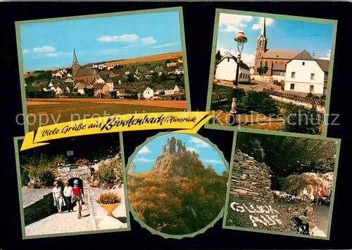 Bundenbach Ortsansicht mit Kirche Schiefergrube Ruine Schmidtburg Bundenbach