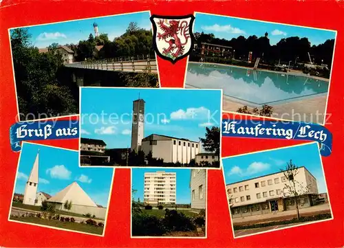 AK / Ansichtskarte Kaufering Bruecke Freibad Kirche Hochhaus Kaufering