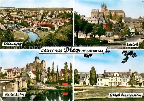 AK / Ansichtskarte Diez_Lahn Stadtpanorama Schloss Lahnbruecke Schloss Oranienstein Diez_Lahn