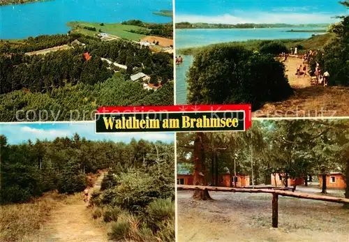 AK / Ansichtskarte Waldheim_Brahmsee Fliegeraufnahme Ev Jugendheim Strand Waldweg Waldheim Brahmsee