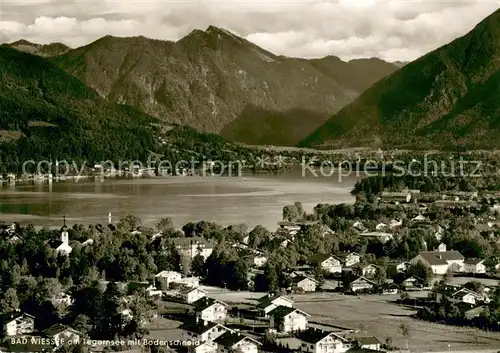 AK / Ansichtskarte Bad_Wiessee Panorama Tegernsee mit Blick auf Bodenschneid Mangfallgebirge Bad_Wiessee