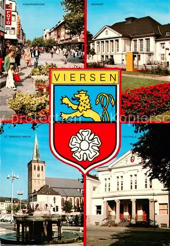 AK / Ansichtskarte Viersen Fussgaengerzone Bahnhof St. Remigius Kirche Festhalle Wappen Viersen