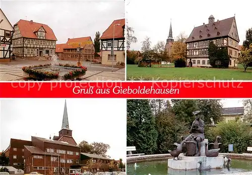 Gieboldehausen Marktplatz Brunnen Fachwerkhaeuser Kirche Brunnen Gieboldehausen