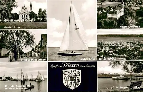 Diessen_Ammersee Klosterkirche Prinz Ludwig Strasse Regatta Ammersee Kloster Andechs Fliegeraufnahme MS Utting Diessen Ammersee