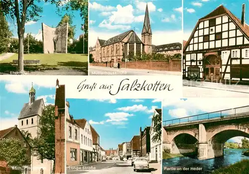 Salzkotten Ehrenmal Mutterhauskirche Kath Pfarrkirche Lange Strasse Partie an der Heder Altes Fachwerkhaus Salzkotten