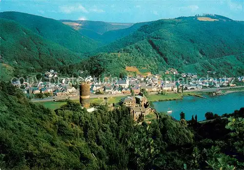 Burgen_Mosel Panorama mit Burg Bischofstein 13. Jhdt. Burgen Mosel