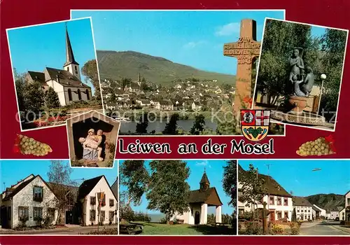 Leiwen_Mosel Stadtansichten Kirche Kreuz Denkmal Brunnen Leiwen Mosel