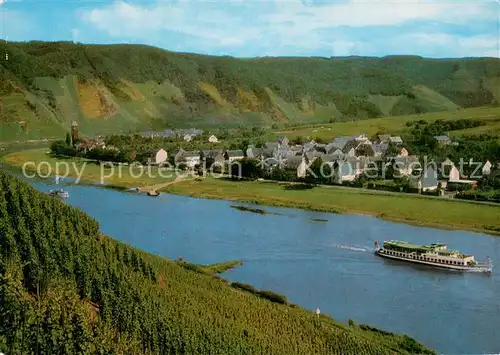 Ernst_Cochem Panorama Blick ueber die Mosel Fahrgastschiff Cornely Karte Nr. 11463 Ernst_Cochem