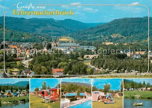 Echternacherbrueck Panorama Erholungsort im Deutsch Luxemburgischen Naturpark Sauertal Campingplatz Freibad Echternacherbrueck