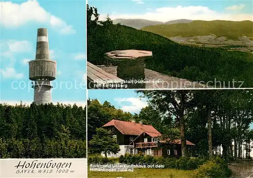 Neukirchen_Heilig_Blut Fernmeldeturm am Hohen Bogen Blick vom Burgstall zum Kaitersberg Forsthaus Unterkunftshaus Neukirchen_Heilig_Blut