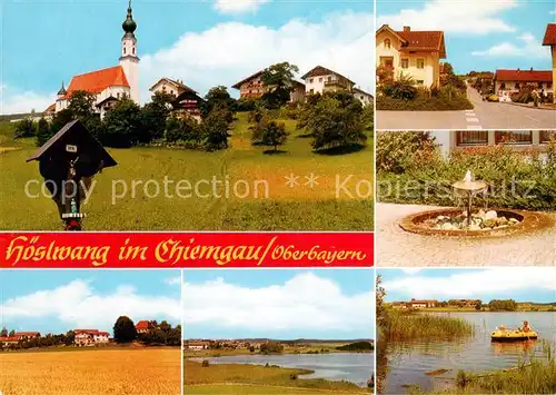 Hoeslwang Ortsmotiv mit Kirche Hauptstrasse Brunnen Partie am See Hoeslwang