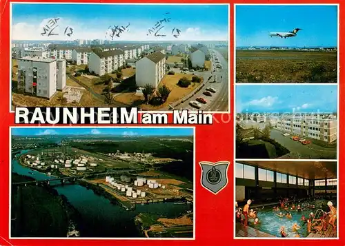 Raunheim Wohnsiedlung Flughafen Hallenbad Industrie Fliegeraufnahme Raunheim