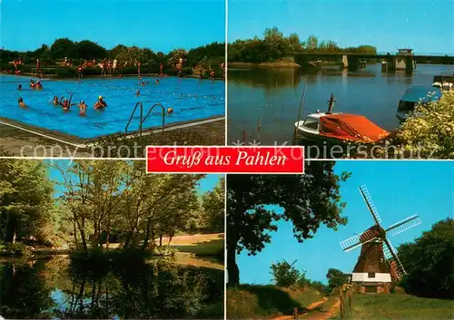 Pahlen Freibad Partie an der Eider Bruecke Windmuehle Pahlen