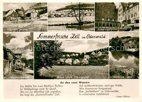 Zell_Odenwald Haeusels Muehle Winterlandschaft Erholungsheim Momartstrasse Steingrund Muemlingidyll Gedicht Gustav Huebner Zell Odenwald