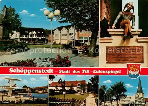 Schoeppenstedt Markt Till Eulenspiegel Freibad Eulenspiegel Museum Markt Rathaus Schoeppenstedt