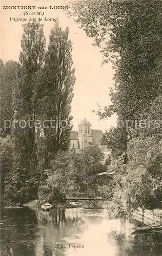 AK / Ansichtskarte Montigny sur Loing Paysage sur le Loing et l eglise Montigny sur Loing