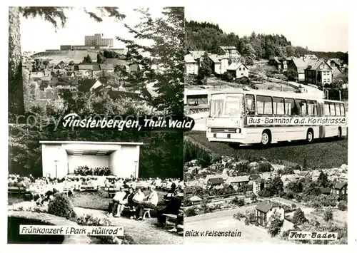 AK / Ansichtskarte Finsterbergen Teilansichten Luftkurort Busbahnhof Konzertpavillon Blick vom Felsenstein Finsterbergen