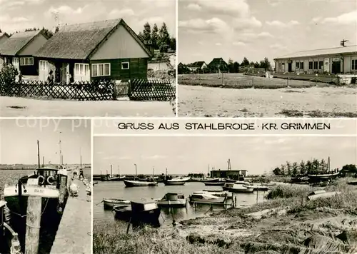 AK / Ansichtskarte Stahlbrode Teilansichten Gaststaette Hafen Fischkutter Stahlbrode