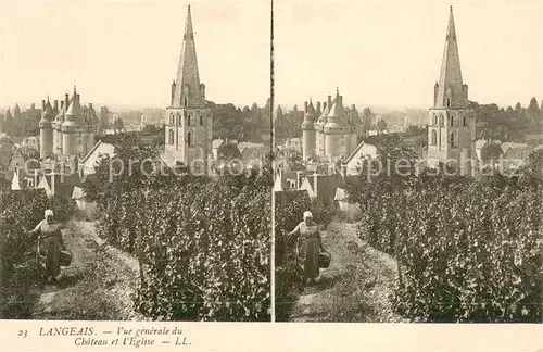 AK / Ansichtskarte Langeais Vue generale du chateau et l eglise Langeais