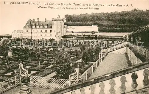 AK / Ansichtskarte Villandry Chateau avec le potager et les escaliers Villandry