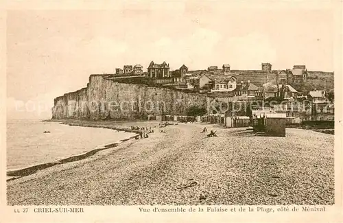 AK / Ansichtskarte Criel sur Mer Vue densemble de la Falaise et de la Plage cote de Menival Criel sur Mer